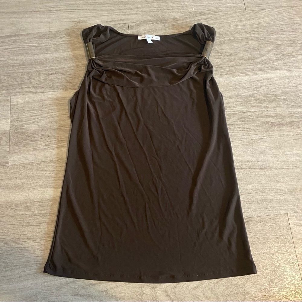 Chocolate brown with gold accent sleeveles…